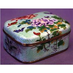 CLOISONNE COVERED BOX with floral design l