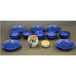 LARGE GROUPING OF JAPANESE POTTERY, cups, 