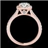 Image 2 : 1.4 ctw Certified Diamond Solitaire Halo Ring 10k Rose Gold - REF-190N9F