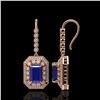 Image 2 : 14.16 ctw Sapphire & Diamond Victorian Earrings 14K Rose Gold - REF-318M2G