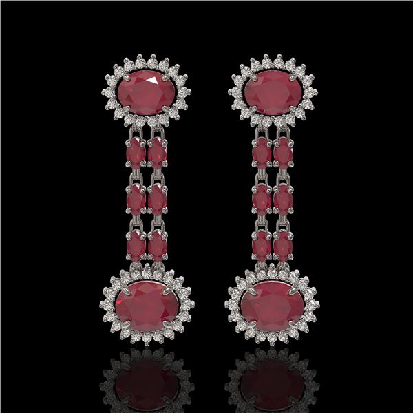 10.23 ctw Ruby & Diamond Earrings 14K White Gold - REF-227R3K