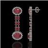 Image 2 : 10.23 ctw Ruby & Diamond Earrings 14K White Gold - REF-227R3K