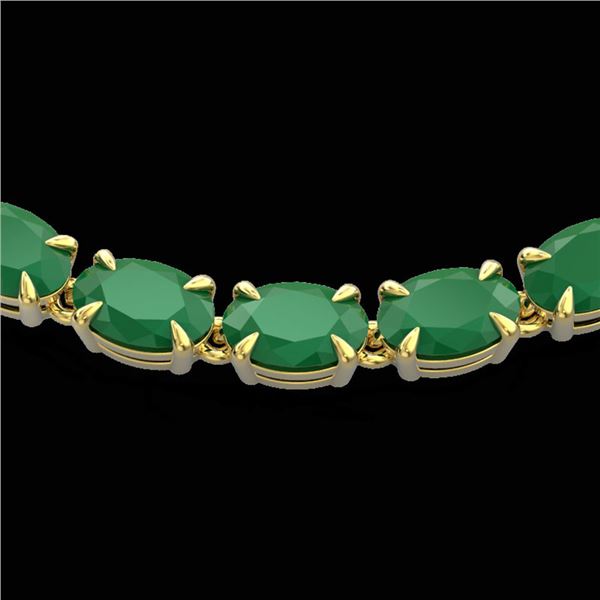 40 ctw Emerald Eternity Tennis Necklace 14k Yellow Gold - REF-254M5G