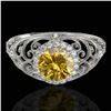 Image 1 : 1.22 ctw Certified SI/I Fancy Intense Yellow Diamond Ring 10k White Gold - REF-177X3A