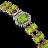 Image 2 : 26.52 ctw Peridot & Diamond Bracelet 14K Rose Gold - REF-244N8F