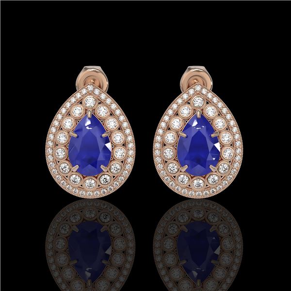 9.74 ctw Certified Sapphire & Diamond Victorian Earrings 14K Rose Gold - REF-247K5Y