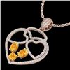 Image 1 : 3 ctw Citrine & Micro Pave Designer Heart Necklace 14k Rose Gold - REF-134K5Y