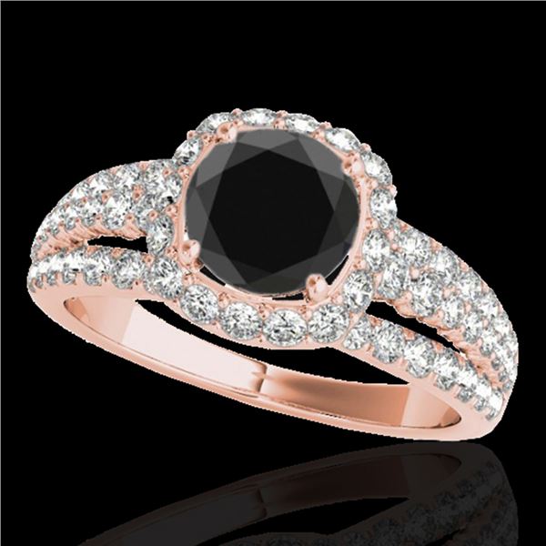 2 ctw Certified VS Black Diamond Solitaire Halo Ring 10k Rose Gold - REF-76F5M