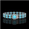 Image 1 : 13.37 ctw Turquoise & Diamond Bracelet 14K White Gold - REF-245F5M