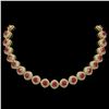Image 1 : 82.17 ctw Certified Ruby & Diamond Victorian Necklace 14K Yellow Gold - REF-1800K2Y