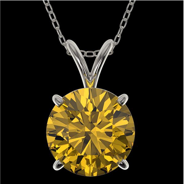 2.03 ctw Certified Intense Yellow Diamond Necklace 10k White Gold - REF-392R8K