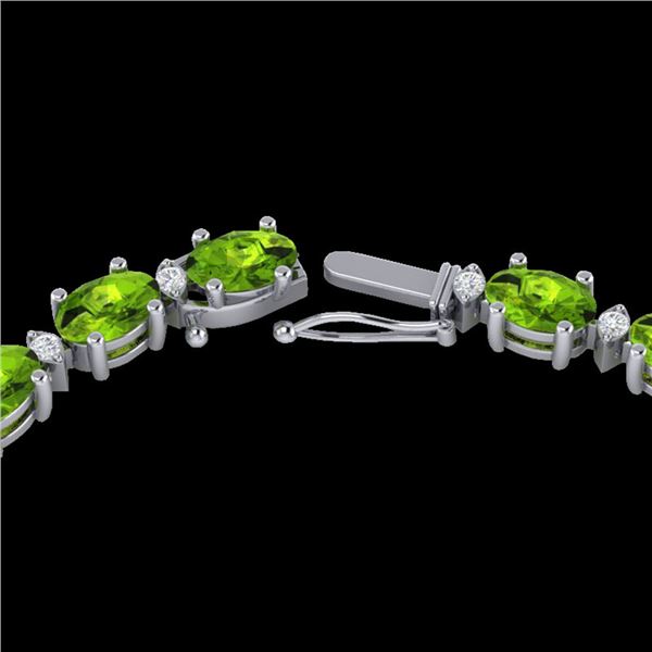 46.5 ctw Peridot & VS/SI Diamond Eternity Necklace 10k White Gold - REF-275W3H