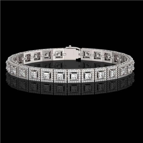 10.8 ctw Princess Cut Diamond Micro Pave Bracelet 18K White Gold - REF-923A9N