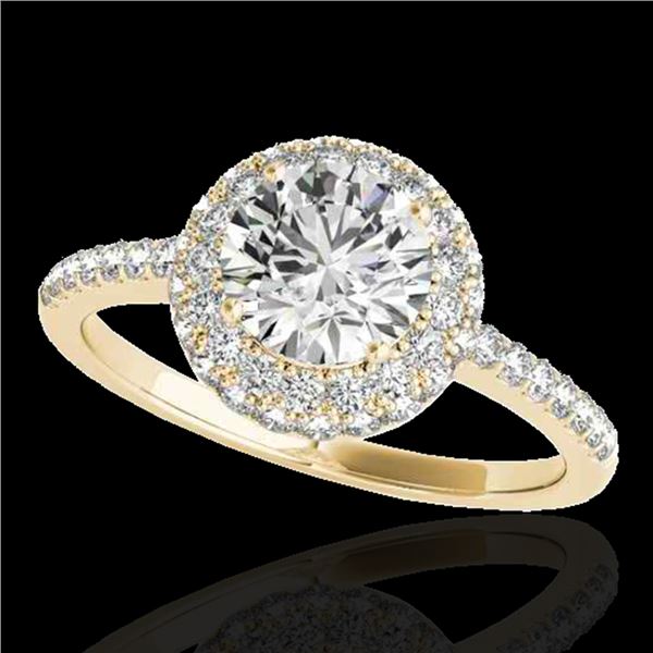 1.6 ctw Certified Diamond Solitaire Halo Ring 10k Yellow Gold - REF-203M2G