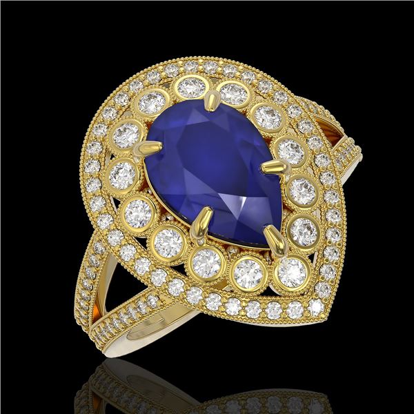 5.12 ctw Certified Sapphire & Diamond Victorian Ring 14K Yellow Gold - REF-161X8A