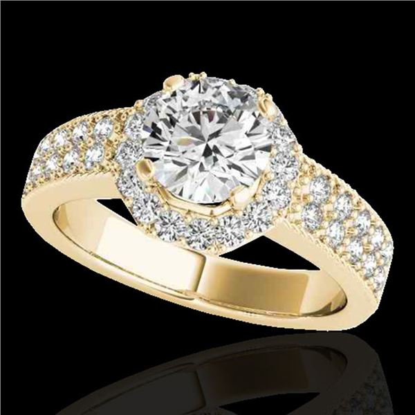 1.4 ctw Certified Diamond Solitaire Halo Ring 10k Yellow Gold - REF-204R5K