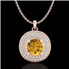 Image 1 : 1.25 ctw Intense Fancy Yellow Diamond Art Deco Necklace 18k Rose Gold - REF-161A8N