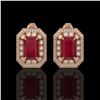 Image 1 : 13.75 ctw Certified Ruby & Diamond Victorian Earrings 14K Rose Gold - REF-266R4K