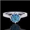 Image 2 : 1.14 ctw Fancy Intense Blue Diamond Art Deco Ring 18k White Gold - REF-156W4H