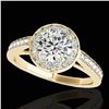 Image 1 : 1.45 ctw Certified Diamond Solitaire Halo Ring 10k Yellow Gold - REF-197N8F
