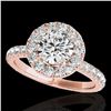 Image 1 : 2 ctw Certified Diamond Solitaire Halo Ring 10k Rose Gold - REF-231N8F