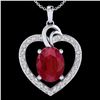 Image 1 : 4 ctw Ruby & VS/SI Diamond Designer Heart Necklace 14k White Gold - REF-81M8G