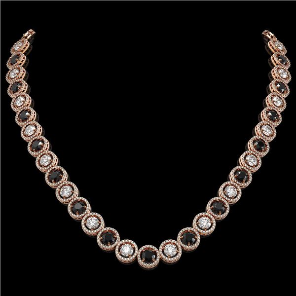 32.10 ctw Black & Diamond Micro Pave Necklace 18K Rose Gold - REF-2386Y4X