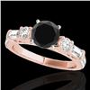 Image 1 : 2.5 ctw Certified VS Black Diamond Pave Solitaire Ring 10k Rose Gold - REF-104N2F
