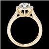 Image 2 : 2 ctw Certified Diamond Solitaire Halo Ring 10k Yellow Gold - REF-229W3H