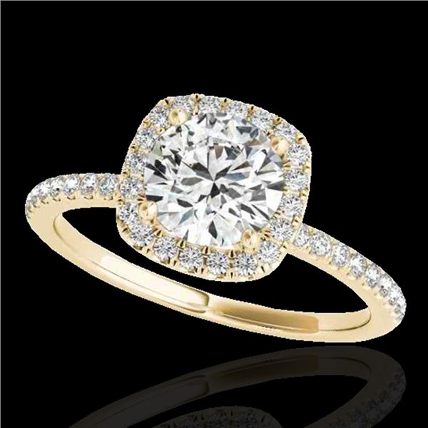 1.25 ctw Certified Diamond Solitaire Halo Ring 10k Yellow Gold - REF-177R3K