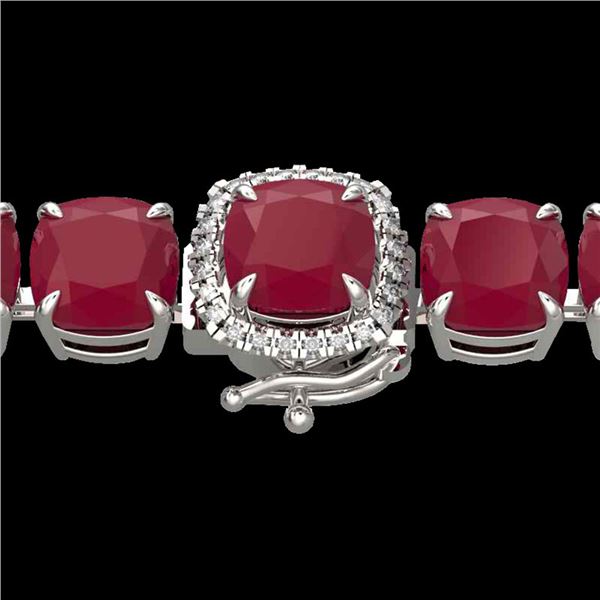 46 ctw Ruby & Micro Pave VS/SI Diamond Bracelet 14k White Gold - REF-345R5K