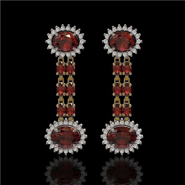 8.87 ctw Garnet & Diamond Earrings 14K Yellow Gold - REF-144H2R