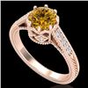 Image 1 : 1.25 ctw Intense Fancy Yellow Diamond Art Deco Ring 18k Rose Gold - REF-300M2G
