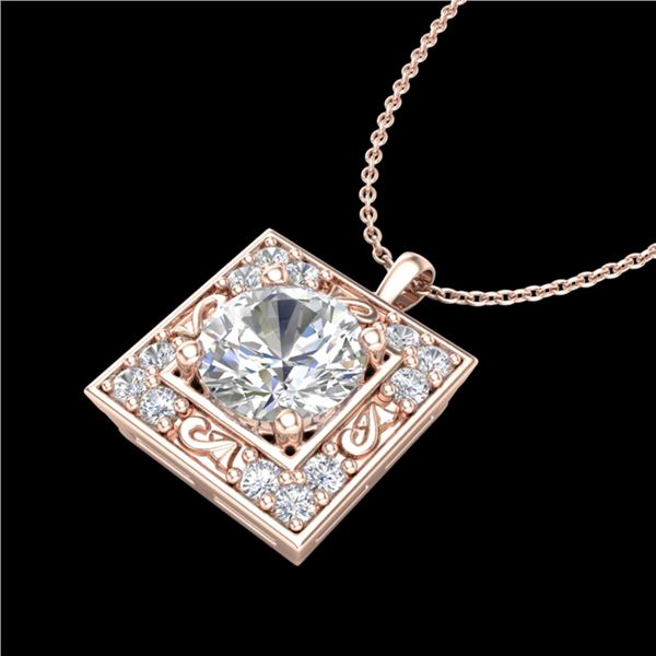 1.02 ctw VS/SI Diamond Solitaire Art Deco Necklace 18k Rose Gold - REF-200R2K