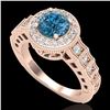 Image 1 : 1.53 ctw Fancy Intense Blue Diamond Art Deco Ring 18k Rose Gold - REF-236N4F