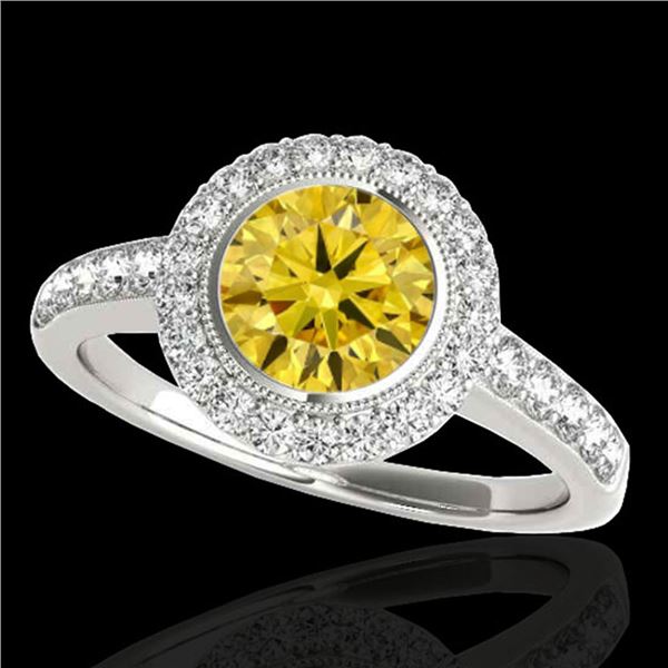 1.5 ctw Certified SI/I Fancy Intense Yellow Diamond Ring 10k White Gold - REF-204K5Y