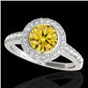 Image 1 : 1.5 ctw Certified SI/I Fancy Intense Yellow Diamond Ring 10k White Gold - REF-204K5Y