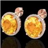 Image 1 : 20 ctw Citrine & Micro Pave VS/SI Diamond Earrings 14k Rose Gold - REF-109H3R