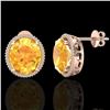 Image 2 : 20 ctw Citrine & Micro Pave VS/SI Diamond Earrings 14k Rose Gold - REF-109H3R