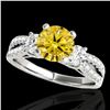 Image 1 : 1.5 ctw SI/I Fancy Intense Yellow Diamond 3 Stone Ring 10k White Gold - REF-204F5M