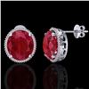 Image 2 : 25 ctw Ruby & Micro Pave VS/SI Diamond Earrings 18k White Gold - REF-254Y5X