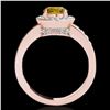 Image 2 : 2 ctw Certified SI/I Fancy Intense Yellow Diamond Halo Ring 10k Rose Gold - REF-327X3A