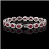 Image 2 : 15.2 ctw Ruby & Diamond Micro Pave Halo Bracelet 10k White Gold - REF-300N2F