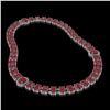 Image 2 : 43.13 ctw Ruby & Diamond Necklace 14K White Gold - REF-527H3R