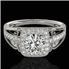 Image 1 : 1.3 ctw Certified Diamond Solitaire Halo Ring 10k White Gold - REF-197Y8X