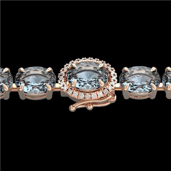 15.25 ctw Aquamarine & Diamond Eternity Micro Bracelet 14k Rose Gold - REF-176M4G