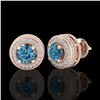 Image 2 : 2.09 ctw Fancy Intense Blue Diamond Art Deco Earrings 18k Rose Gold - REF-218K2Y