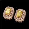 Image 2 : 11.03 ctw Canary Citrine & Diamond Victorian Earrings 14K Rose Gold - REF-214R5K