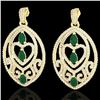 Image 1 : 7 ctw Emerald & Micro Pave VS/SI Diamond Heart Earrings 18k Yellow Gold - REF-418N2F