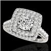 Image 1 : 2.05 ctw Certified Diamond Solitaire Halo Ring 10k White Gold - REF-204H5R